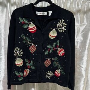Claire Murray Vintage Black Beaded Festive Cardigan